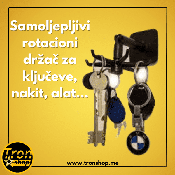 Samoljepljivi rotacioni držač za nakit, ključeve, kuhinjske alate, školski pribor