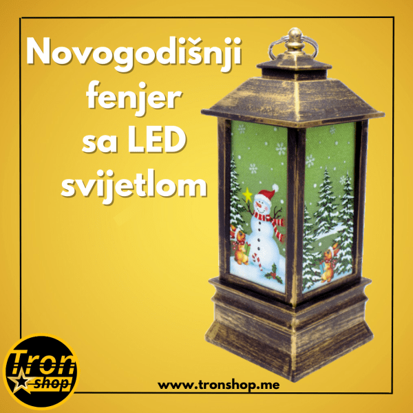 Novogodišnji fenjer sa LED svijetlom na baterije