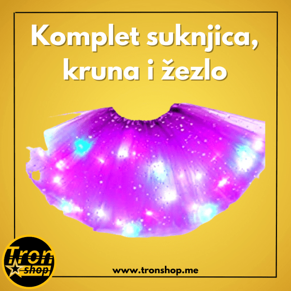 Svijetleći komplet suknjica kruna i žezlo