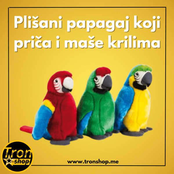 Plišani papagaj koji priča, imitira i maše krilima