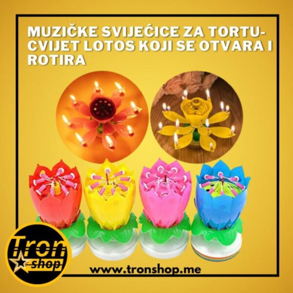 Svijećice za tortu cvijet lotos koji se otvara i rotira