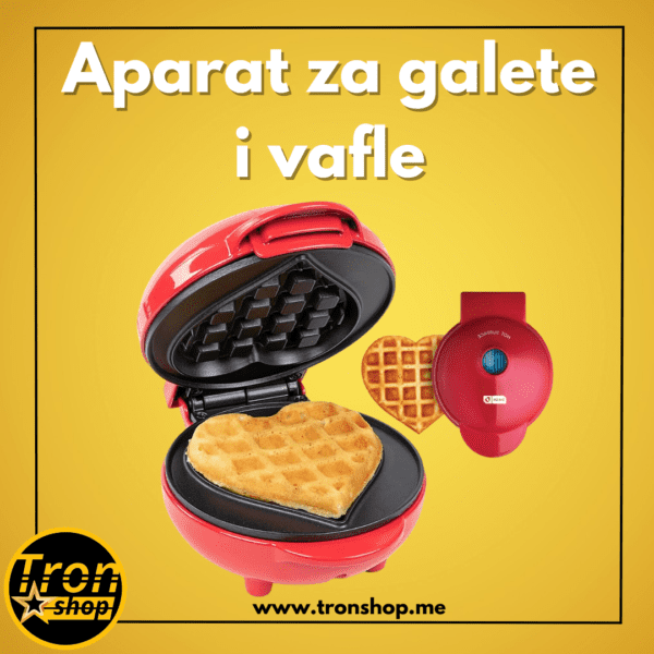 Aparat za galete i vafle sa neljepljivom podlogom u obliku srca