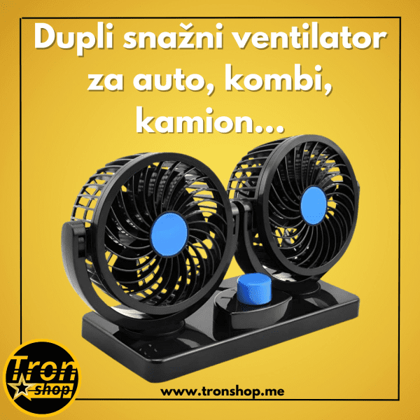 Dupli snažni ventilator za auto, kombi, kamion...